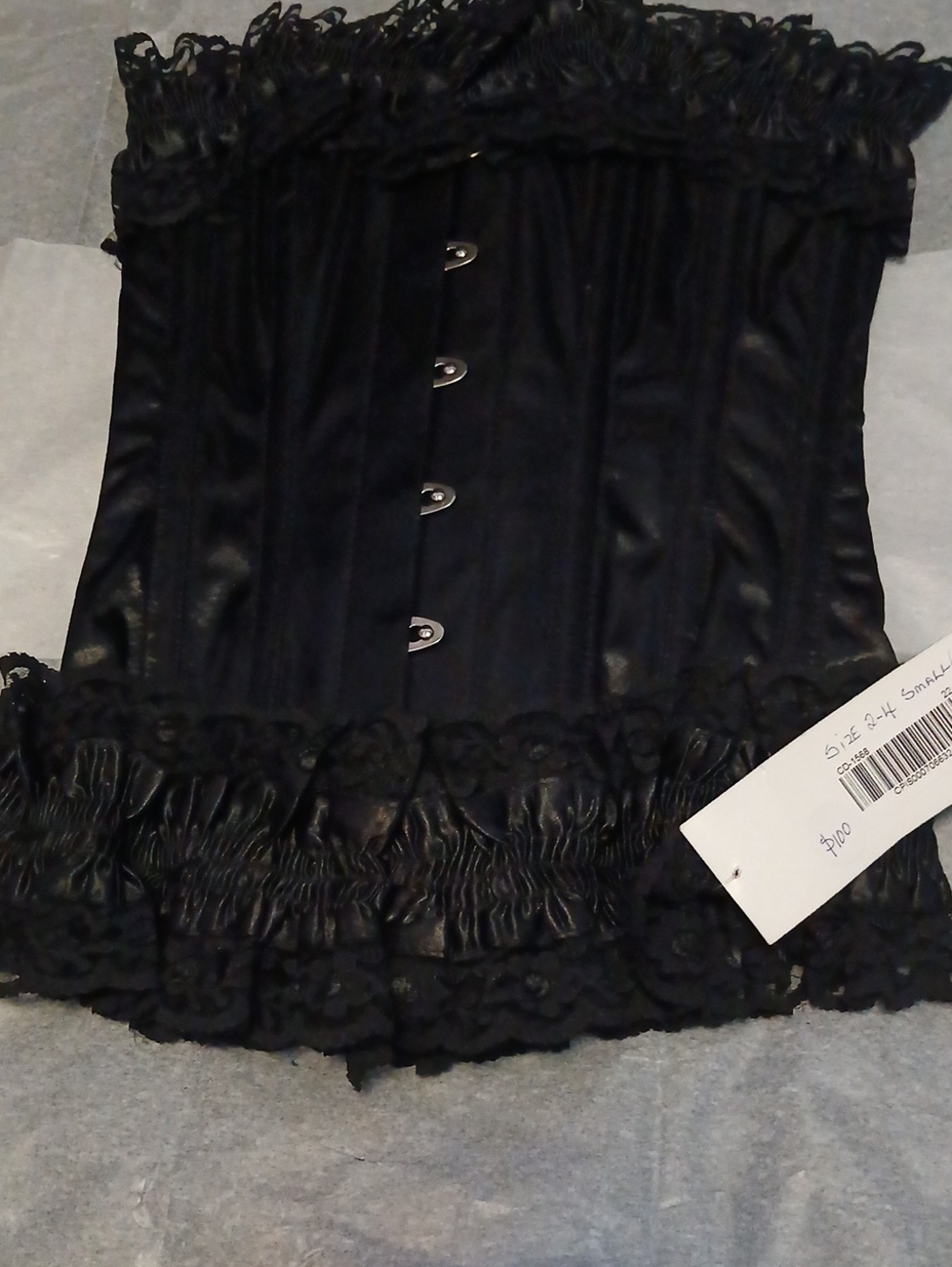 Authentic Overbust Corset Black Lace Trim Corset Top